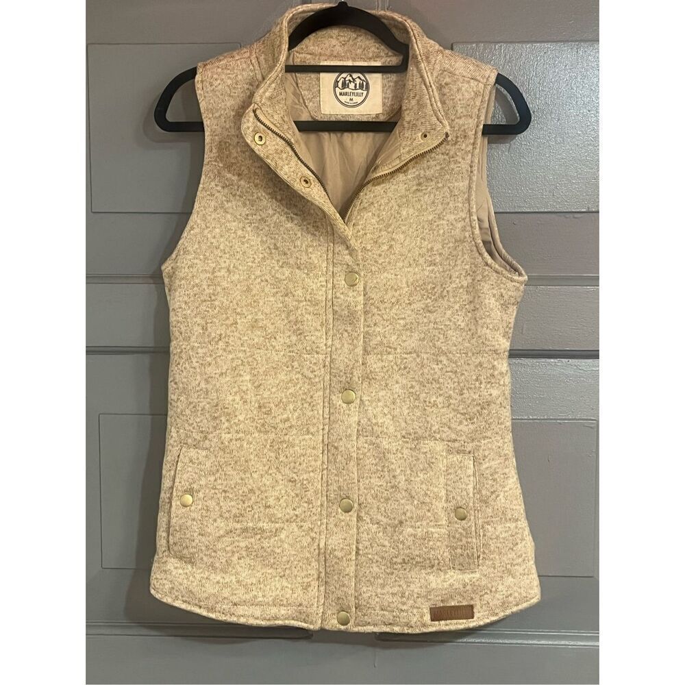 Marleylilly Womans Lined Sweater Vest Zip & Snap Closure Pockets Sz M Outdoors